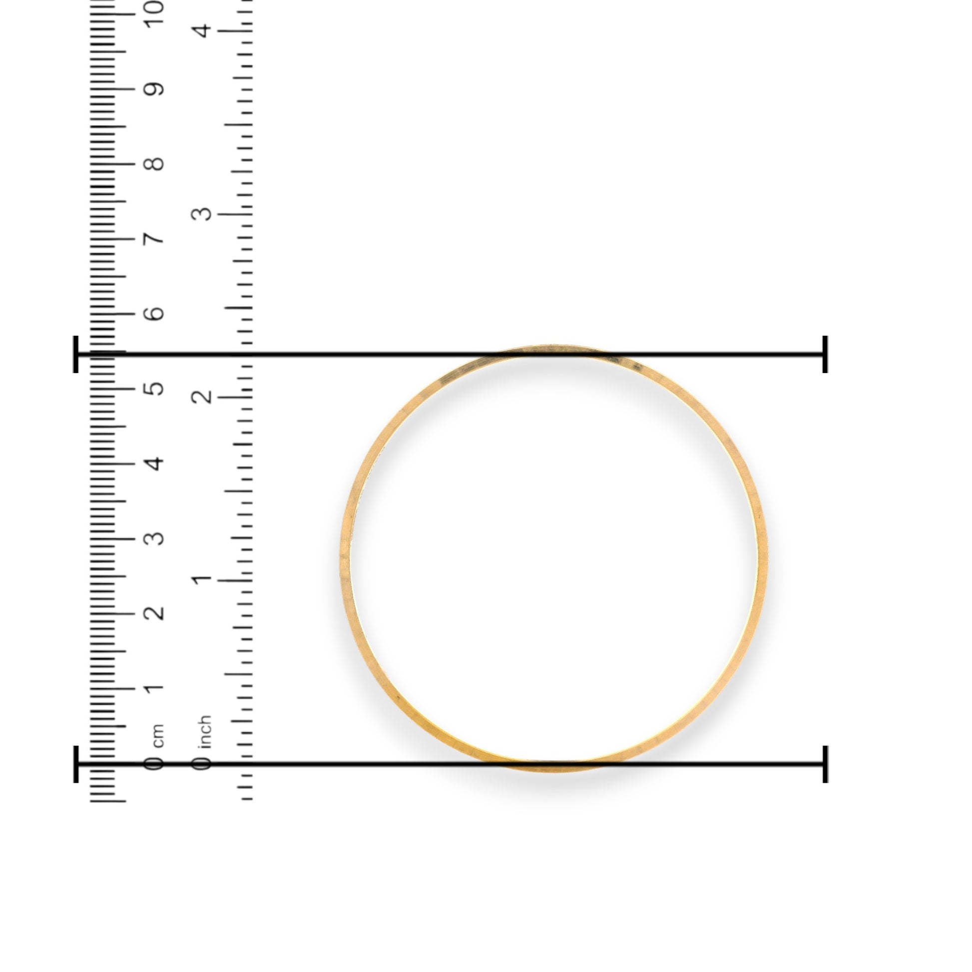 22kt Gold Bangle – Elegant Hammered Kada Design, Ruler Scale Measurement Reference – RJLB3554D