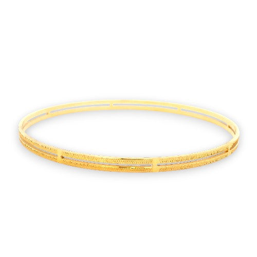 22kt Gold Slim Bangle – Lightweight Kada with Fine Cutwork Detailing, Single Piece Side Profile – RJLB3558B