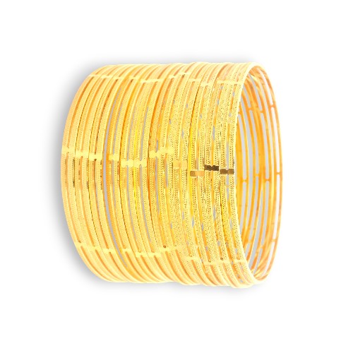 22kt Gold Ladies Bangles Set – Traditional Cutwork Kada Design, Full Stack Side Profile, Regal Jewels Chicago – RJLB3558