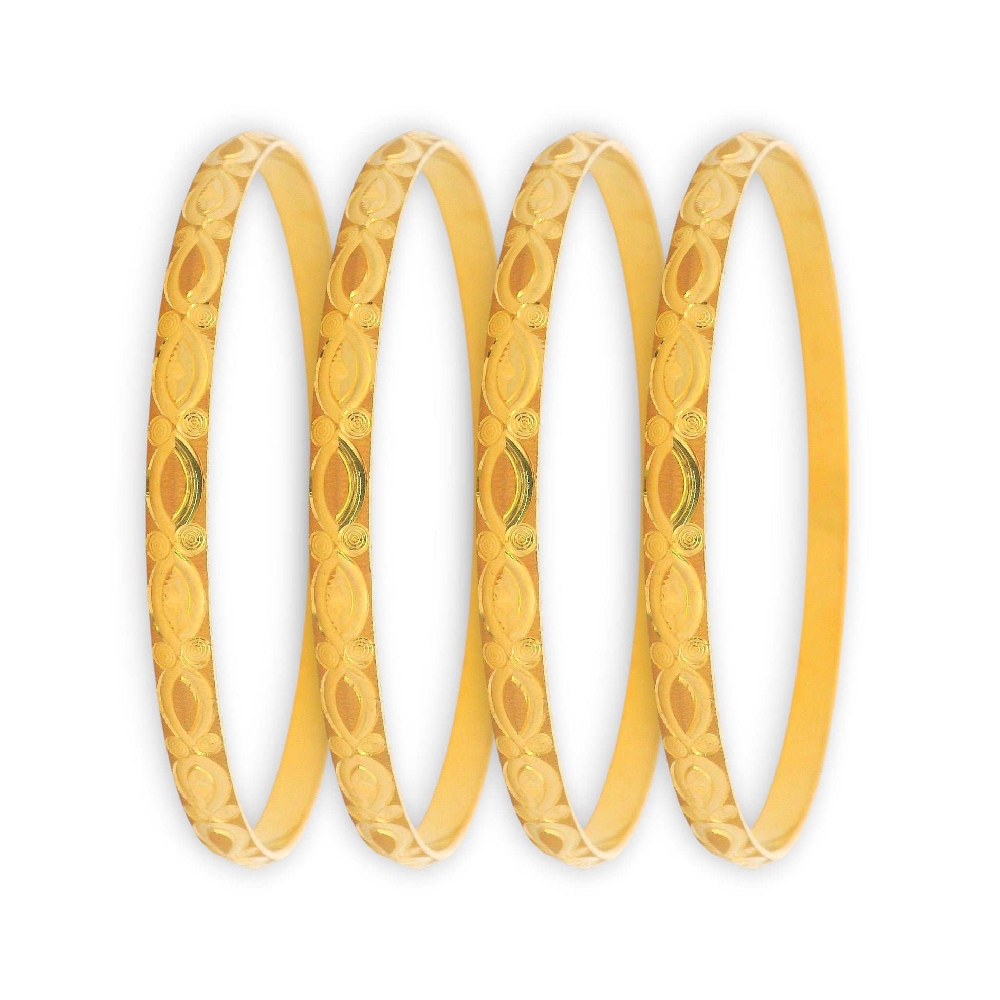 22kt Gold Ladies Bangles RJLB4020 – Elegant engraved traditional design, classic Indian gold bangles set for women – Regal Jewels Chicag