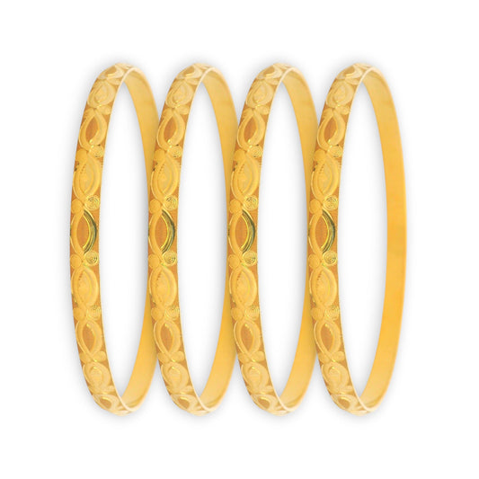 22kt Gold Ladies Bangles RJLB4020 – Elegant engraved traditional design, classic Indian gold bangles set for women – Regal Jewels Chicag