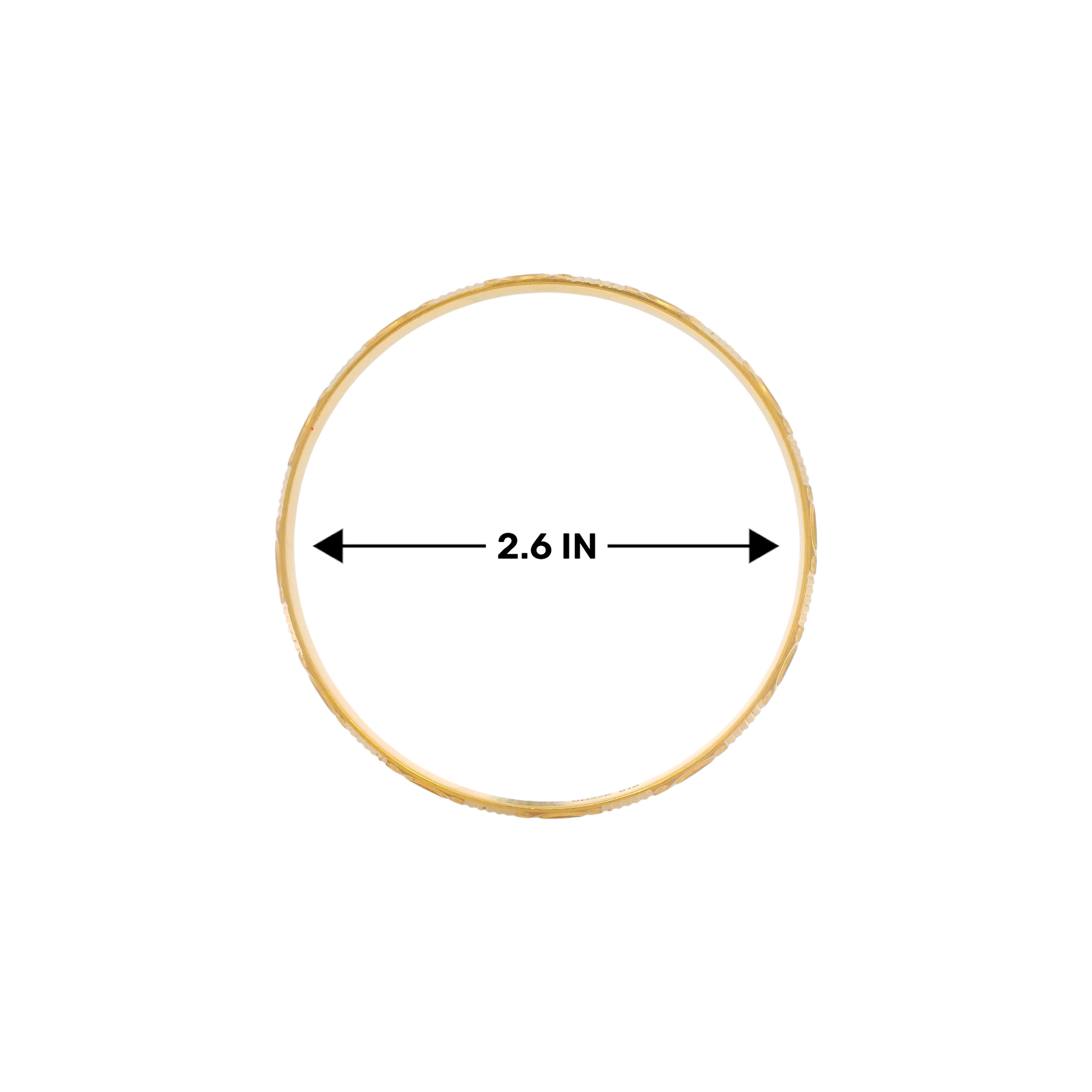 22kt Gold Ladies Bangle RJLB4024C – Handcrafted oval and line cut design, 2.6 inch (2-6 size) Indian gold bangle for women – Regal Jewels Chicago