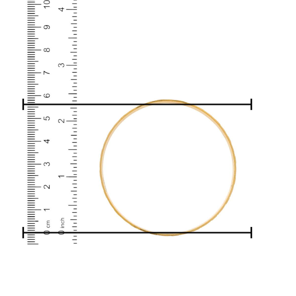 22kt Gold Ladies Bangle RJLB4026B – slim plain kada with polished finish, diameter size measured using ruler in cm and inches – Regal Jewels Chicago