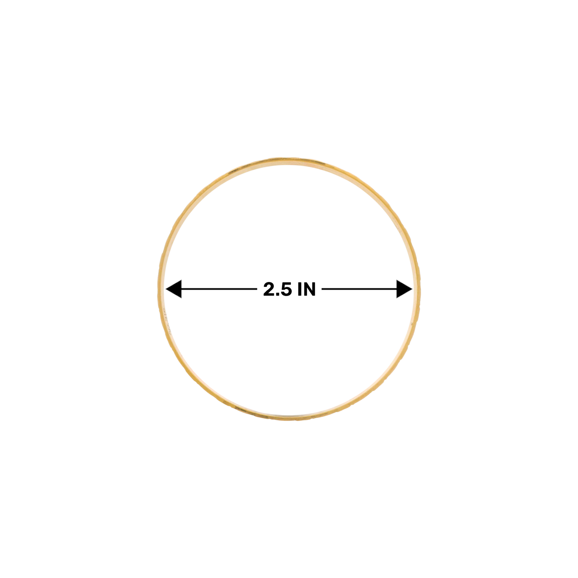 22kt Gold Ladies Bangle RJLB4026C – single lightweight kada with engraved circular motif, 2.5 inch size measurement shown – Regal Jewels Chicago