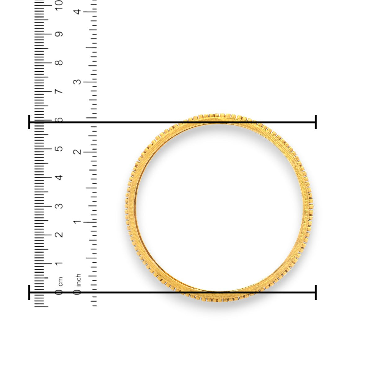 22kt Gold Ladies Bangle RJLB4030C – Fine handcrafted textured design with detailed edging, 2.6 inch size, traditional Indian women’s jewelry – Regal Jewels Chicago