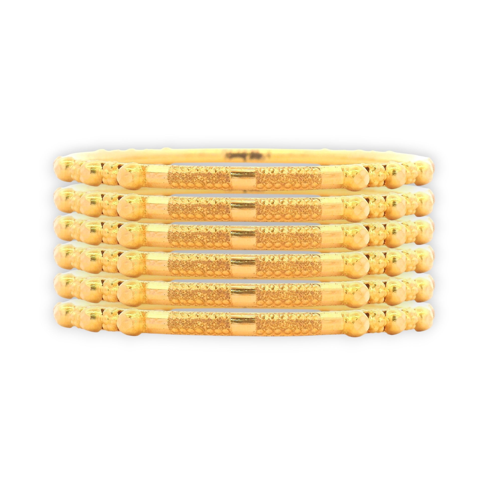 Traditional 22 karat gold bangles RJLB4033A, ethnic Indian bridal jewelry set of 6 with beaded accents – Regal Jewels USA