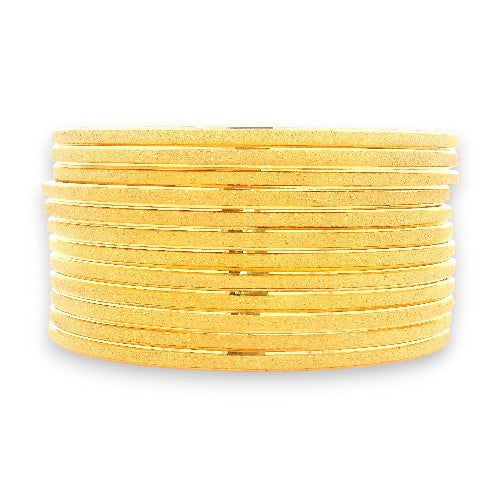 Front view of 22kt Gold Ladies Bangles – Classic polished textured design | Model RJLB4036 – Regal Jewels Chicago