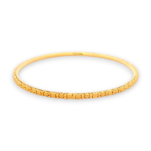Single 22kt Gold Ladies Bangle with dotted textured design, Size 2.6 in | Model RJLB4037 – Regal Jewels Chicago