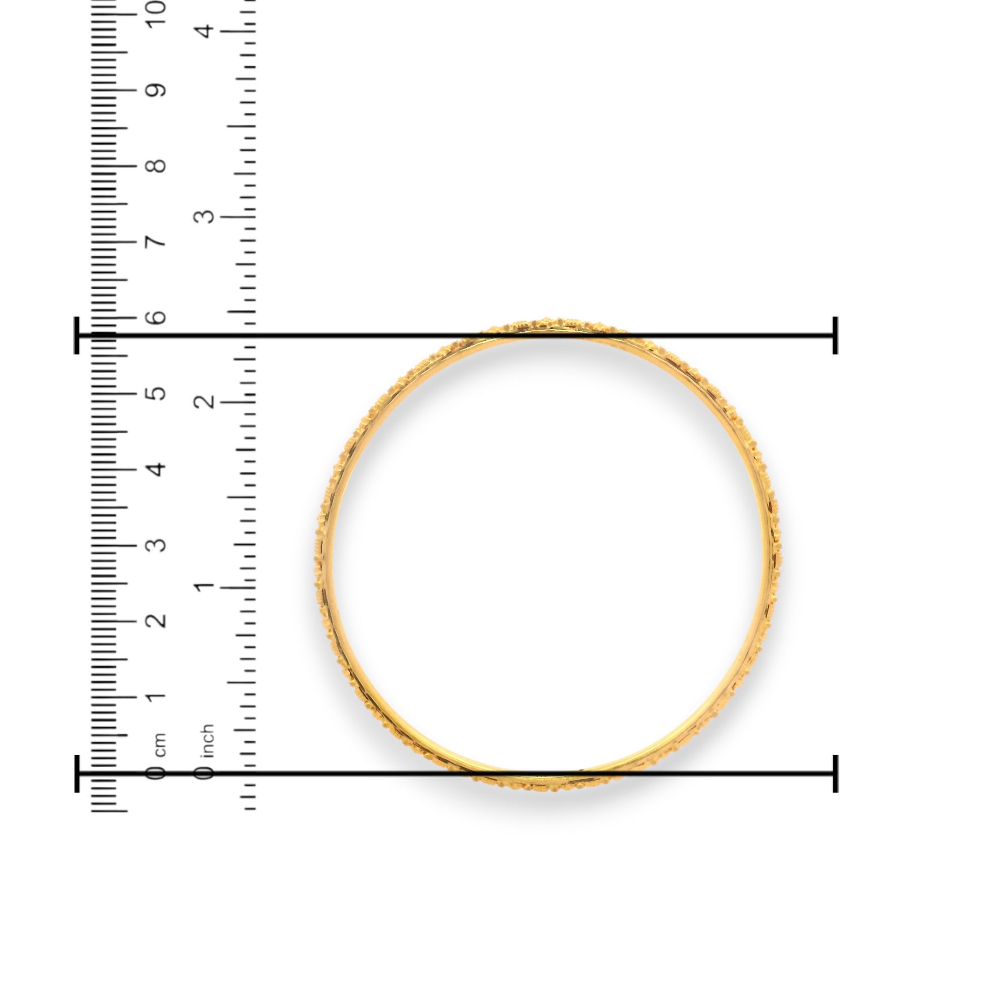 22kt Gold Ladies Bangles – Size 2.6 in with ruler measurement | Model RJLB4037 – Regal Jewels Chicago
