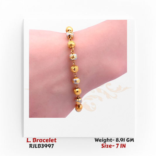 Dual-Tone Textured Bead Ladies Bracelet – RJLB3997