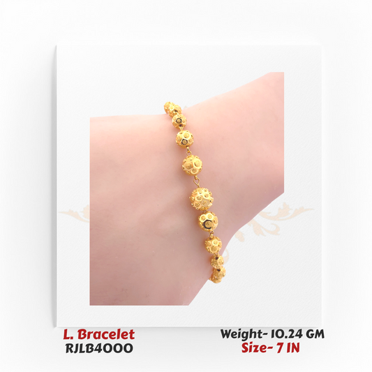 Ornate Textured Gold Bead Ladies Bracelet – RJLB4000