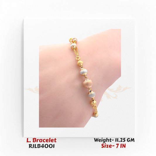 Tri-Tone Textured Bead Ladies Bracelet – RJLB4001