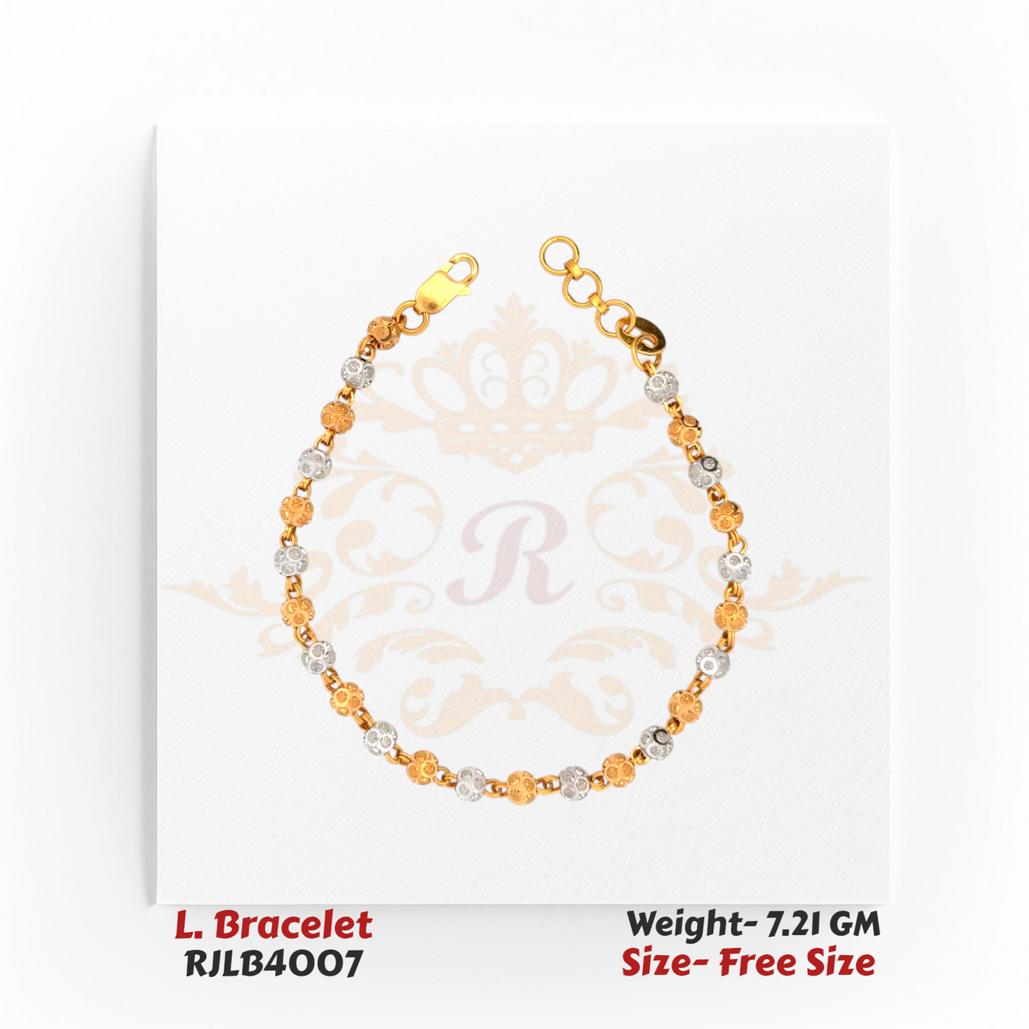 Two-Tone Floral Charm Ladies Bracelet – RJLB4007