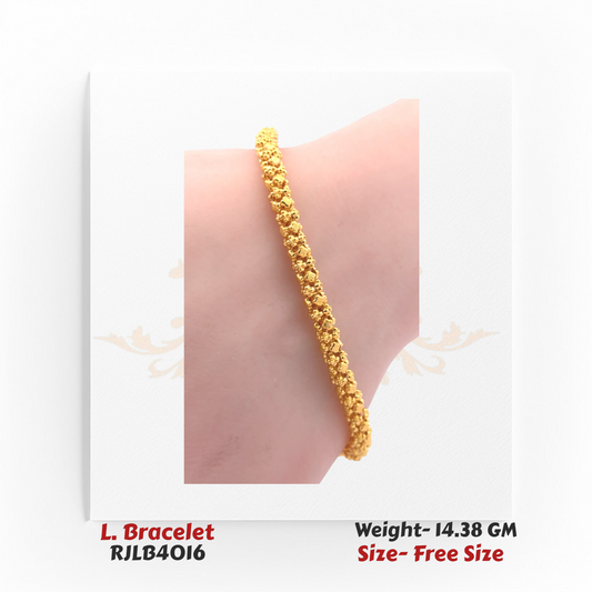Bold and textured yellow gold ladies’ bracelet featuring closely linked bead clusters for a statement finish. RJLB4016