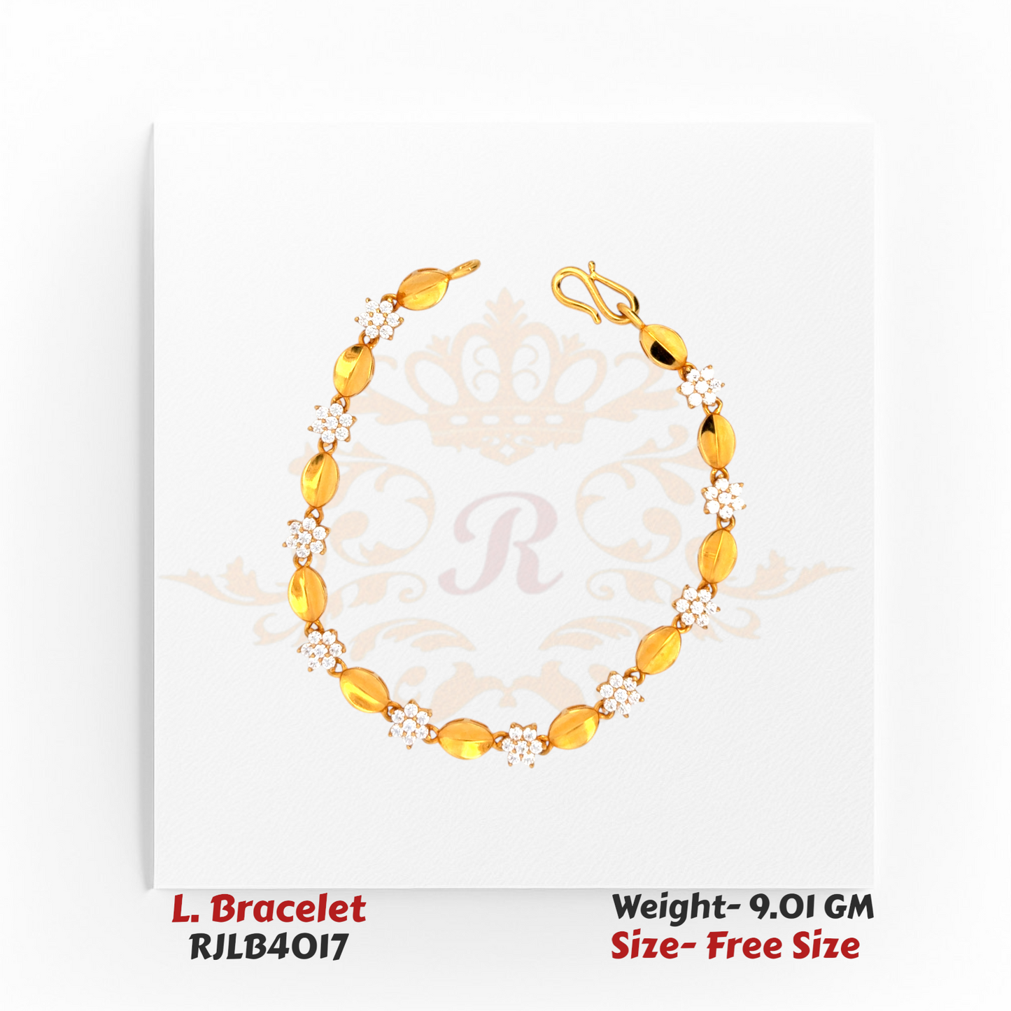 Golden Petal & Diamond Cluster Ladies Bracelet – RJLB4017