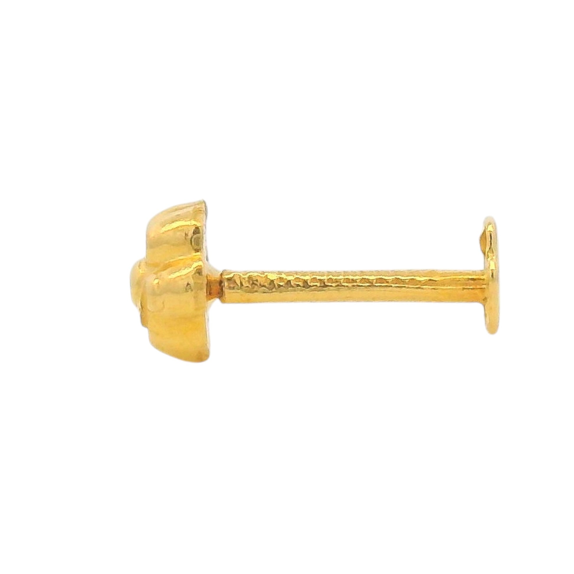 Regal Jewels RJLN0004B 22k yellow gold ladies nosepin with elegant floral motif design, lightweight stud nose pin, stylish gold nose stud for women, ethnic Indian bridal jewelry, everyday wear gold nose ring, handcrafted traditional nose piercing jewelry – Regal Jewels Chicago