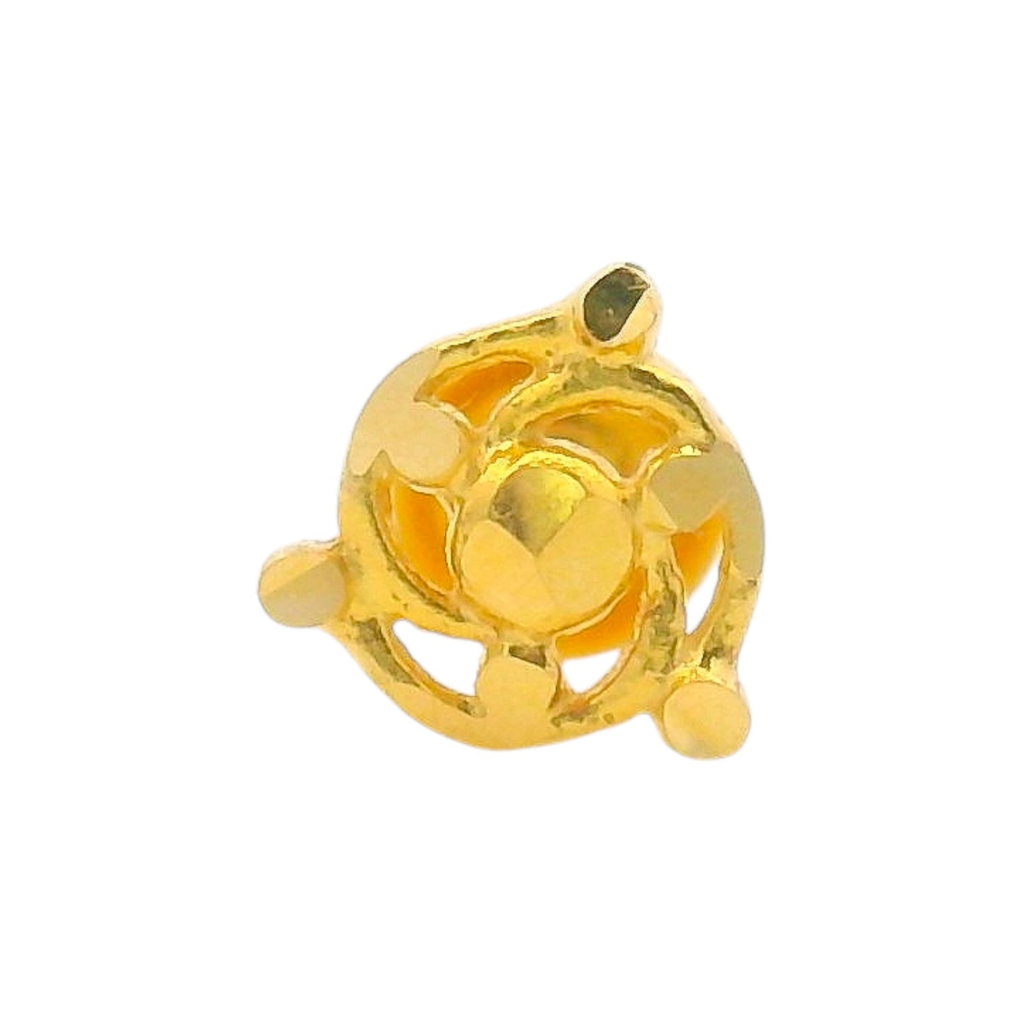 Regal Jewels RJLN0011 22k yellow gold ladies nosepin with circular floral cutwork design, lightweight stud nose pin, elegant gold nose stud for women, ethnic Indian bridal jewelry, everyday wear gold nose ring, handcrafted traditional nose piercing jewelry – Regal Jewels Chicago