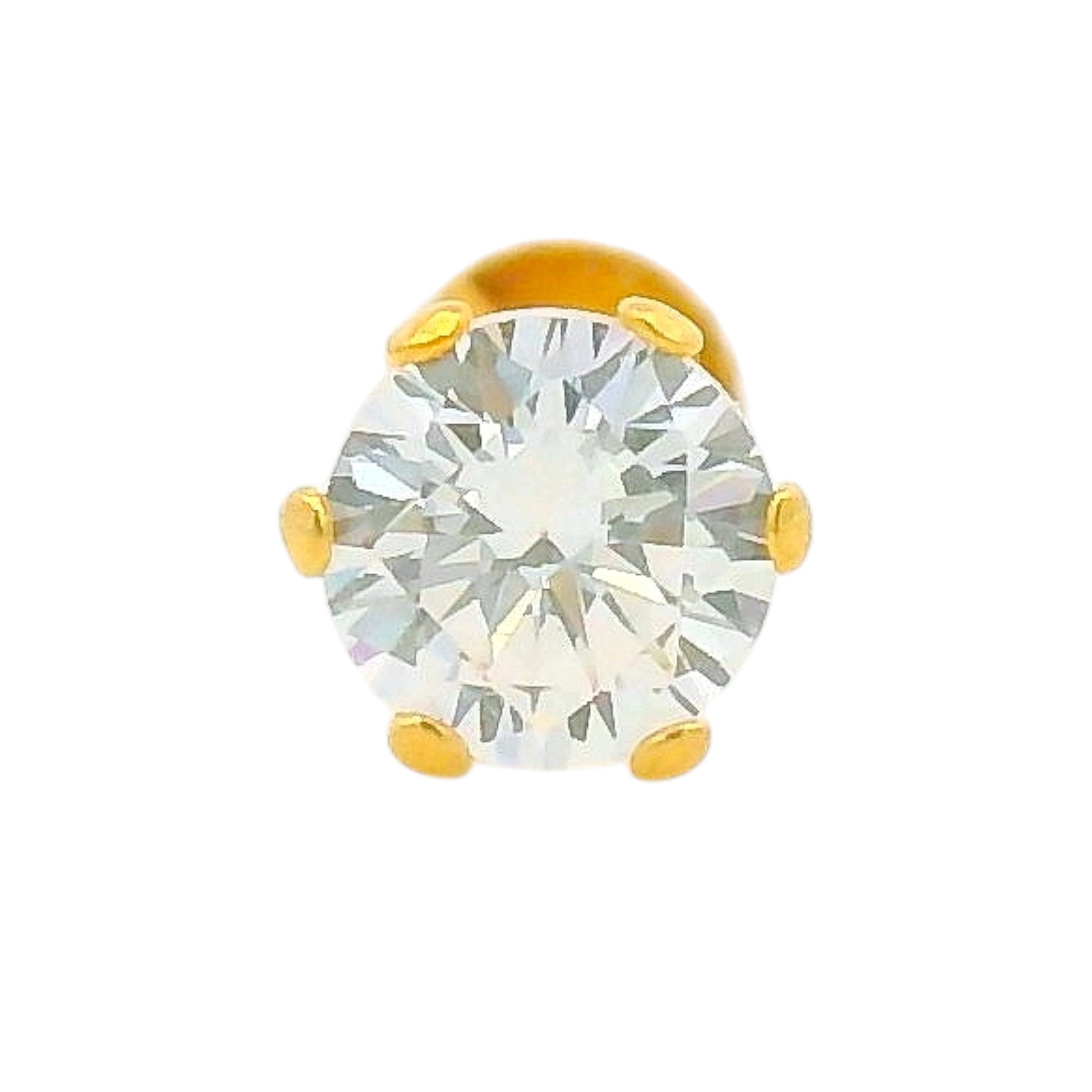 Regal Jewels RJLN0013 22k yellow gold ladies nosepin with sparkling solitaire clear stone, classic stud nose pin, elegant gold nose stud for women, ethnic Indian bridal jewelry, everyday wear gold nose ring, handcrafted traditional nose piercing jewelry – Regal Jewels Chicago