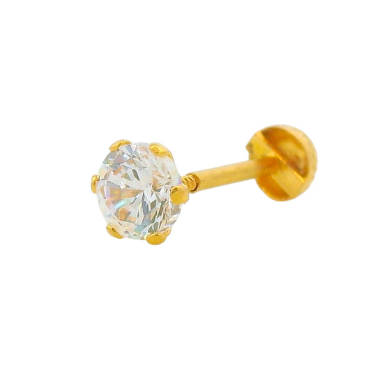 Regal Jewels RJLN0013A 22k yellow gold ladies nosepin with solitaire clear stone, classic stud nose pin, elegant gold nose stud for women, ethnic Indian bridal jewelry, everyday wear gold nose ring, handcrafted traditional nose piercing jewelry – Regal Jewels Chicago