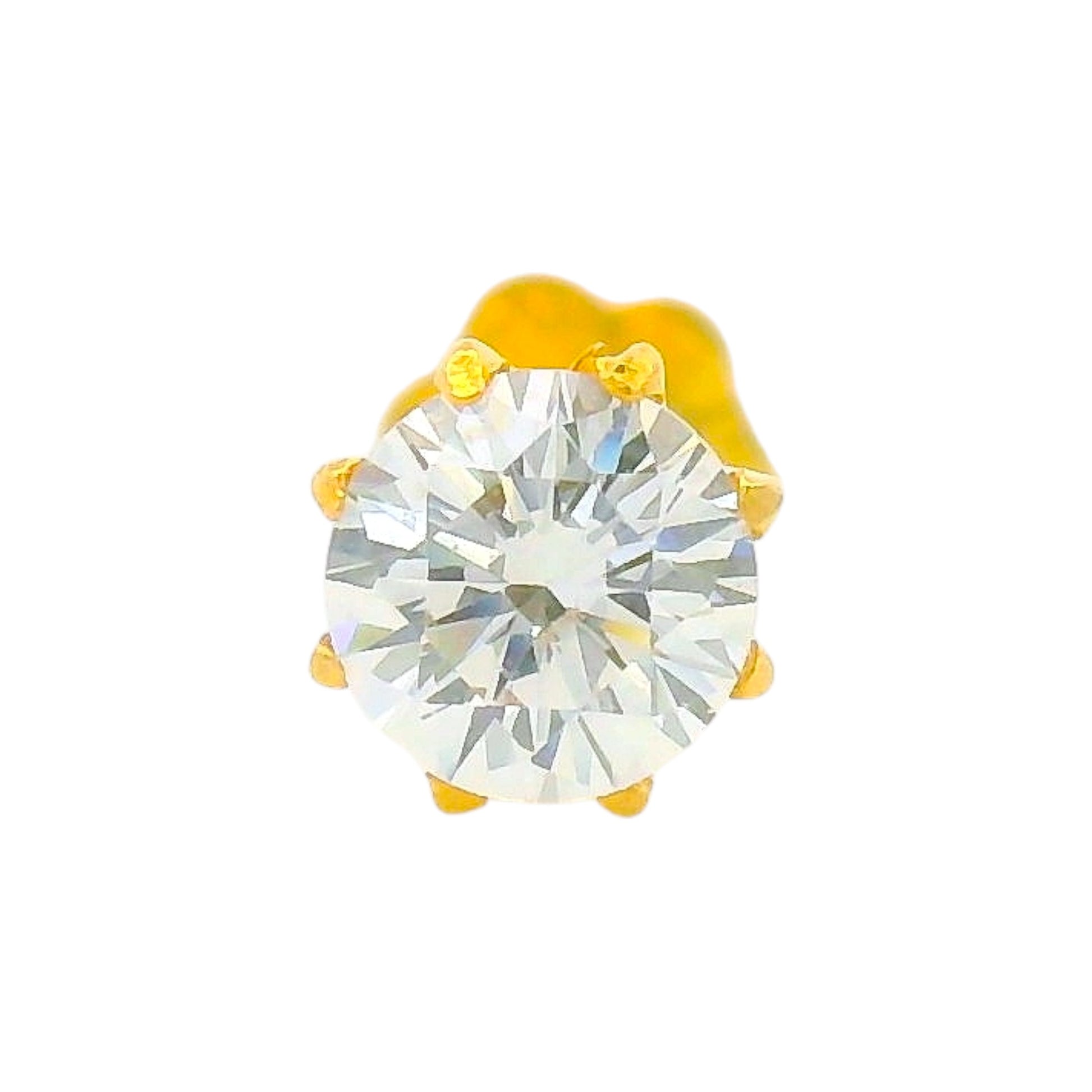 "Regal Jewels RJLN0014 22k yellow gold ladies nosepin with solitaire clear stone in six-prong setting, elegant stud nose pin, timeless gold nose stud for women, ethnic Indian bridal jewelry, everyday wear gold nose ring, handcrafted traditional nose piercing jewelry – Regal Jewels Chicago"