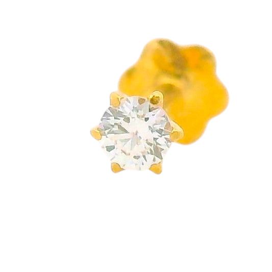 22kt Gold Nosepin with Brilliant Solitaire White Stone in Six-Prong Setting – Regal Jewels Chicago RJLN0020