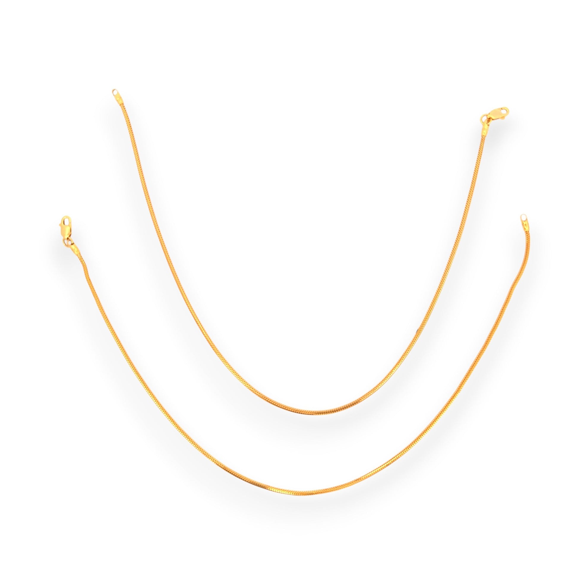 Regal Jewels RJLP3025 22k yellow gold ladies payal anklet pair with sleek snake chain design, lightweight and flexible for comfort, elegant minimal gold anklets for women, perfect Indian ethnic jewelry for bridal wear, festive occasions, and daily style – Regal Jewels Chicago"