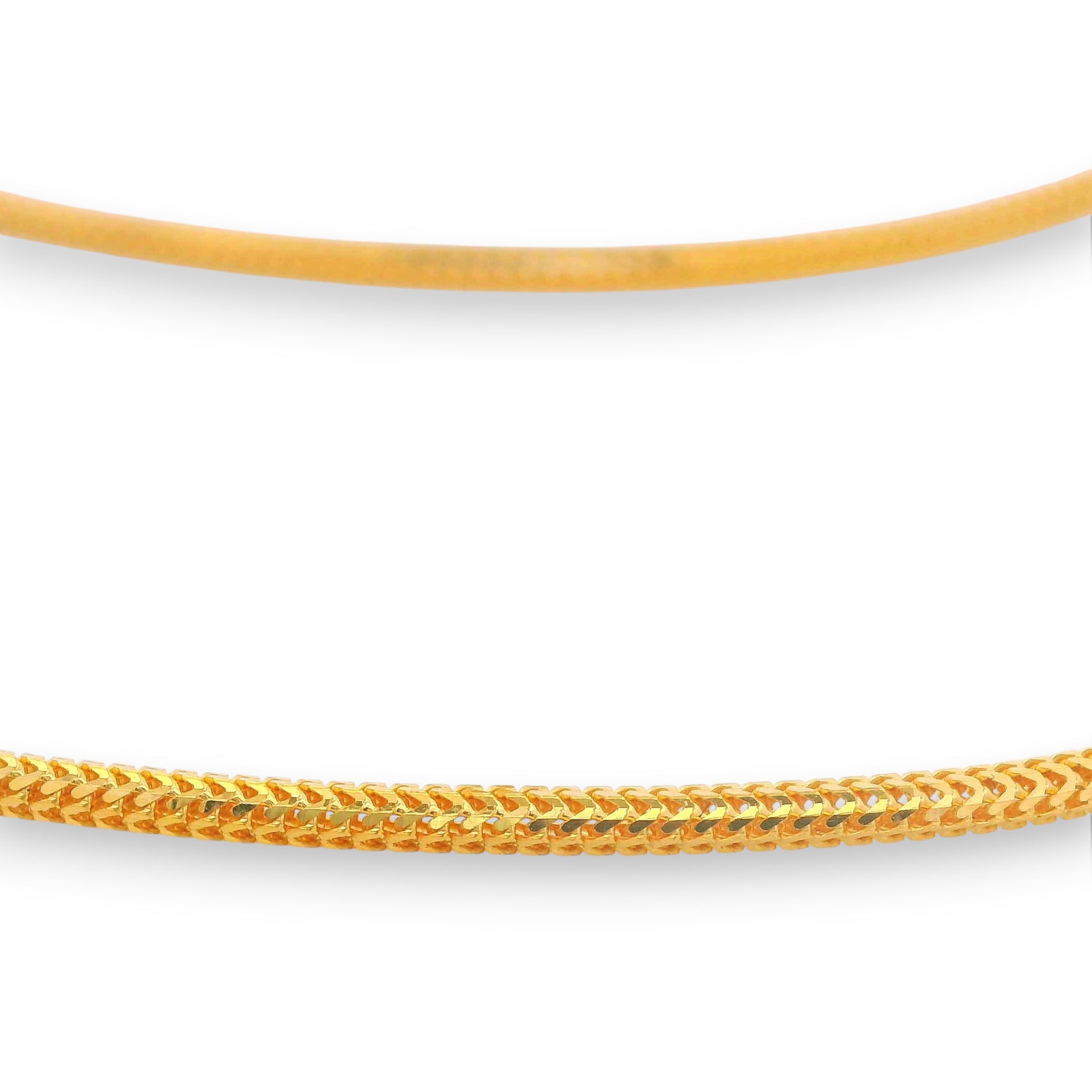 Regal Jewels RJLP3025A 22k gold ladies payal anklet close-up showing sleek snake chain design with polished detailing, lightweight traditional Indian gold payal – Regal Jewels Chicago