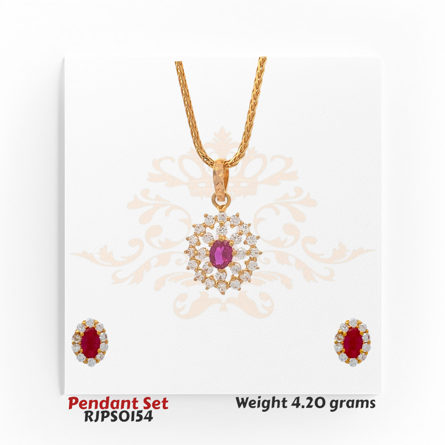 22kt Gold Pendant Set RJPS0154 | Elegant Gold Jewelry | Regal Jewels