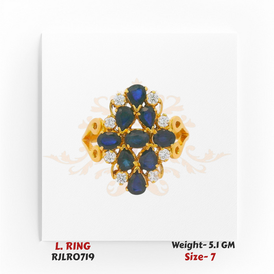 Blue & White Cluster Ladies Ring – RJLR0719