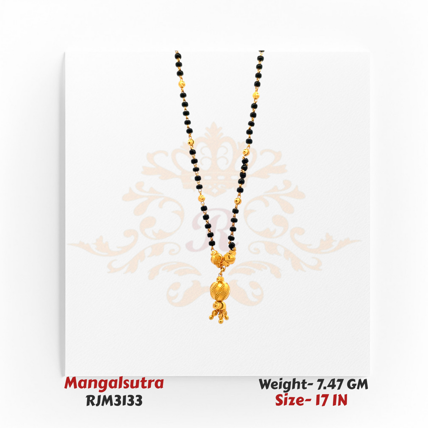 Traditional Double-Pendant Gold Mangalsutra – RJM3133