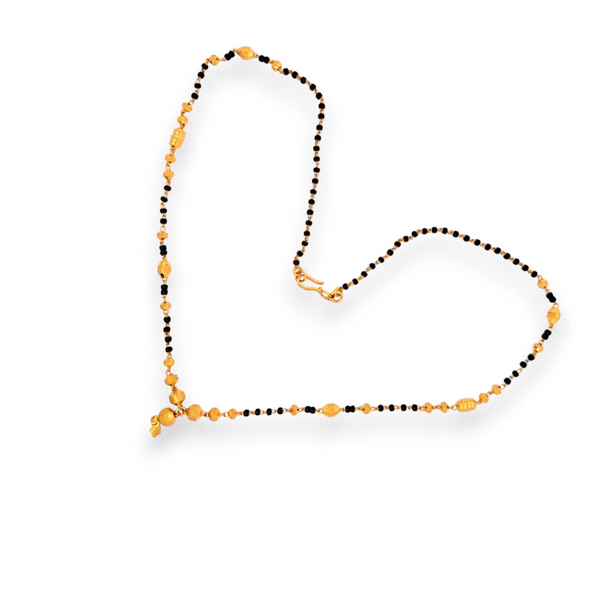 Close-up of Regal Jewels 22K Gold Mangalsutra RJM3136 highlighting golden spherical beads, intricate detailing, and smooth polished finish