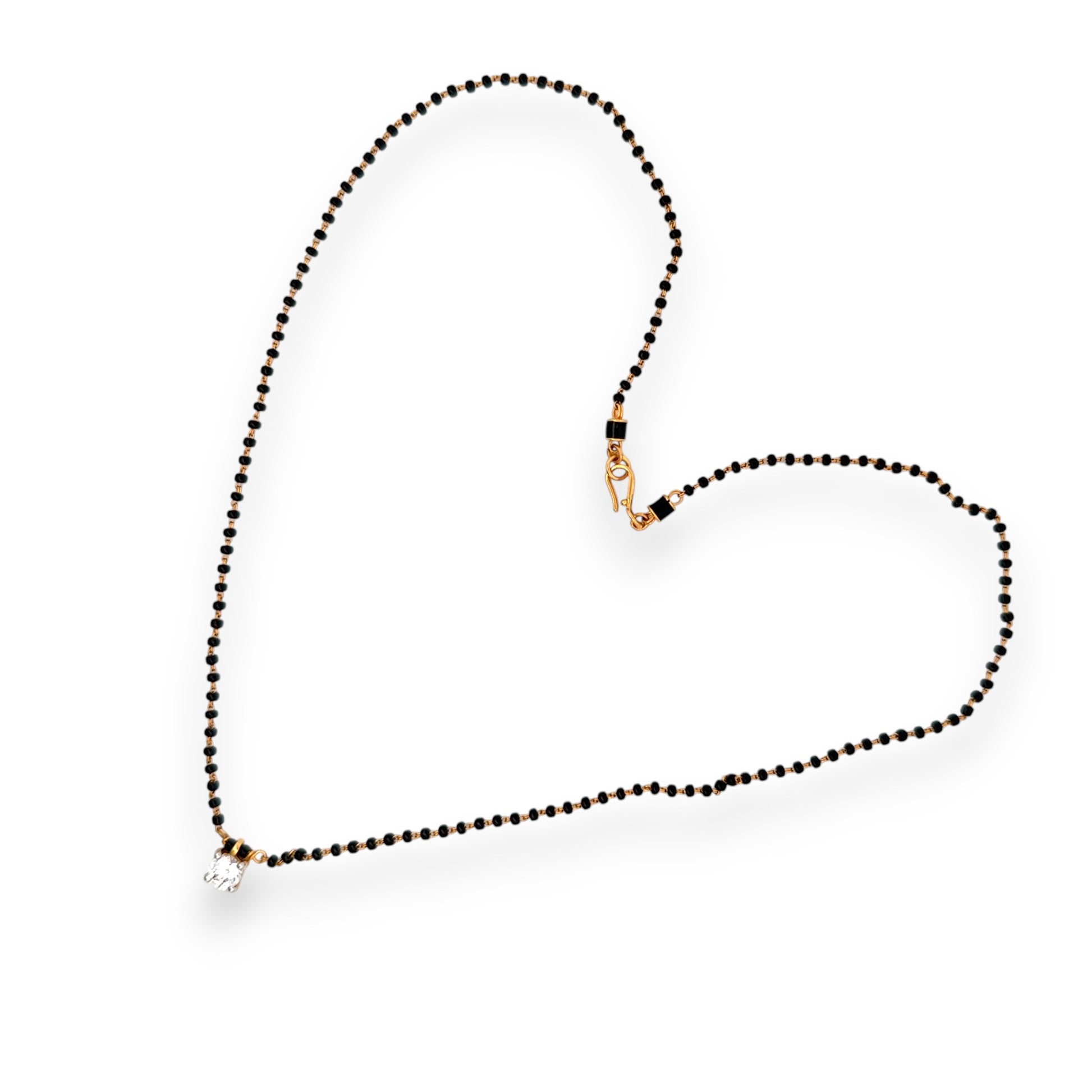Simple gold mangalsutra with black beads and solitaire pendant – Regal Jewels RJM3148B