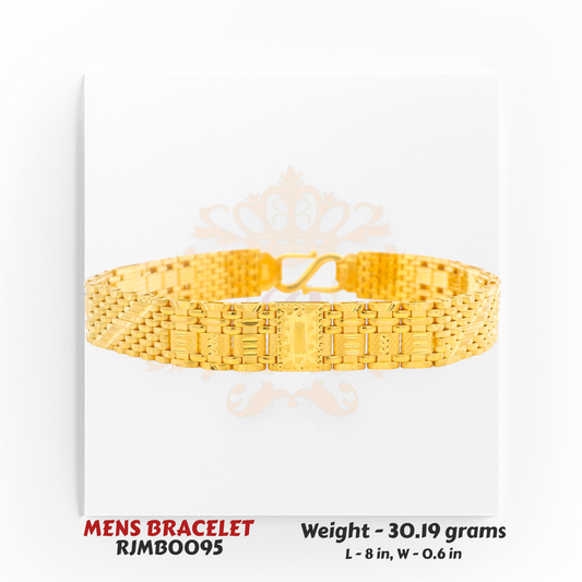 22kt Gold Men’s Bracelet – Handcrafted Mesh Link Pattern – 30.19 gm, 8 in (RJMB0095)