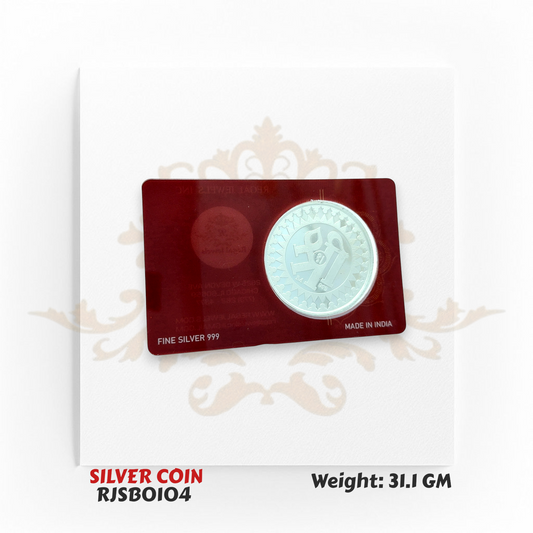 999 pure silver 31.1 gram coin featuring sacred Hindi Shree (श्री) symbol – Regal Jewels Chicago RJSB0104