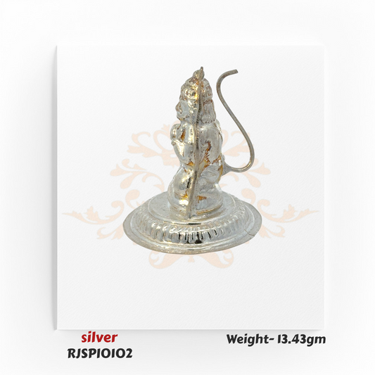 Elegant silver god statue crafted for sacred worship, a lightweight 13.43 gm spiritual murti suitable for mandir use and festive celebrations.