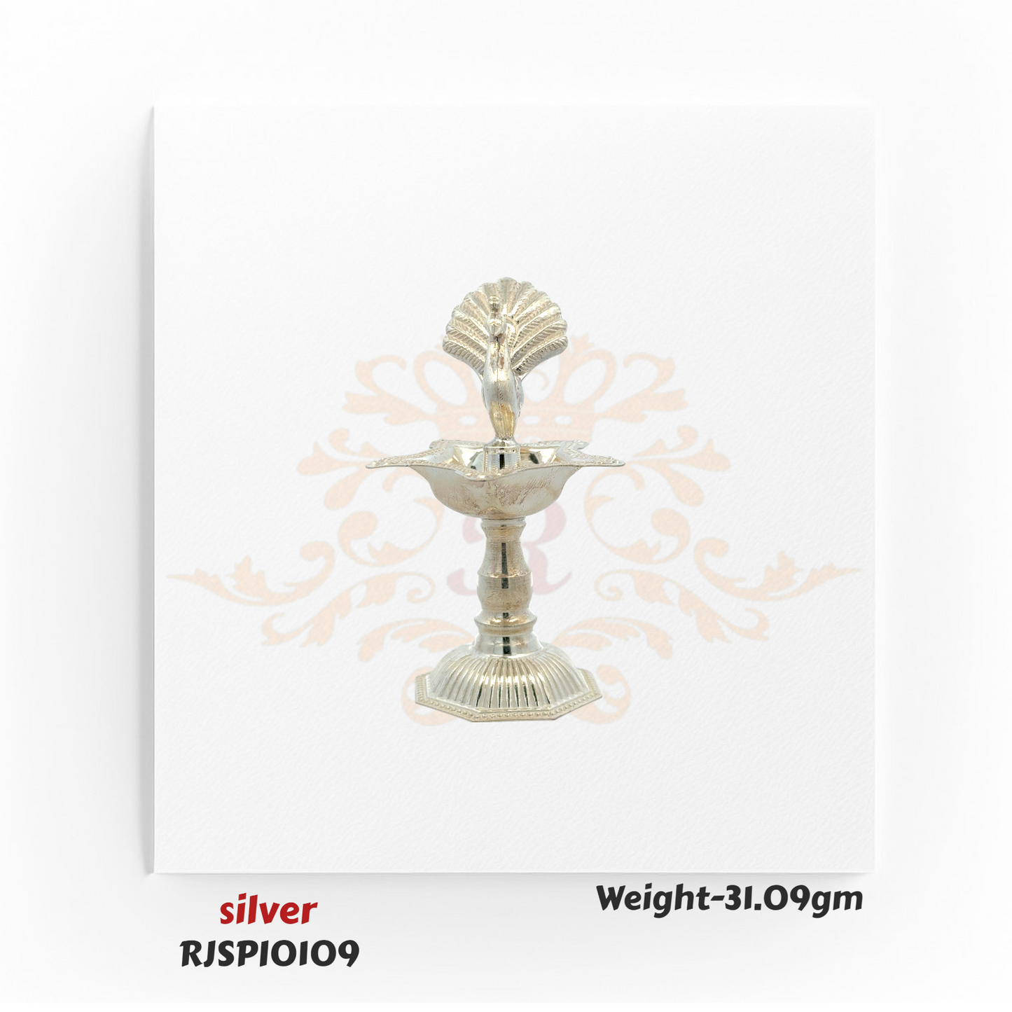 Silver Pooja Diya with Peacock Design – RJSPI0109