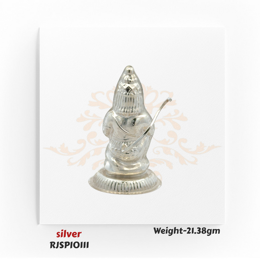 Sacred silver Lord Hanuman murti RJSPI0111, symbol of devotion and strength, ideal for temples, gifting, and daily prayer.