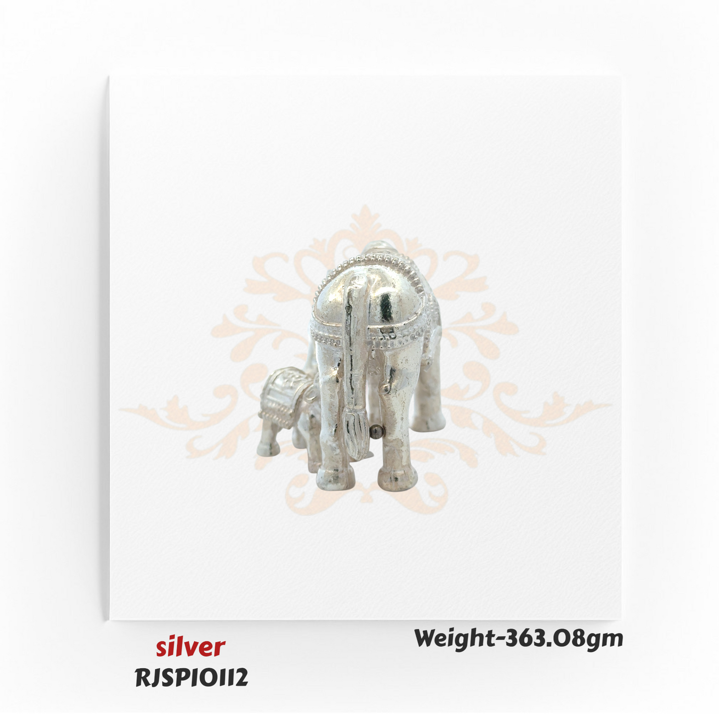 Handcrafted silver cow with calf statue RJSPI0112, ideal for temples, festive rituals, and auspicious religious gifting.