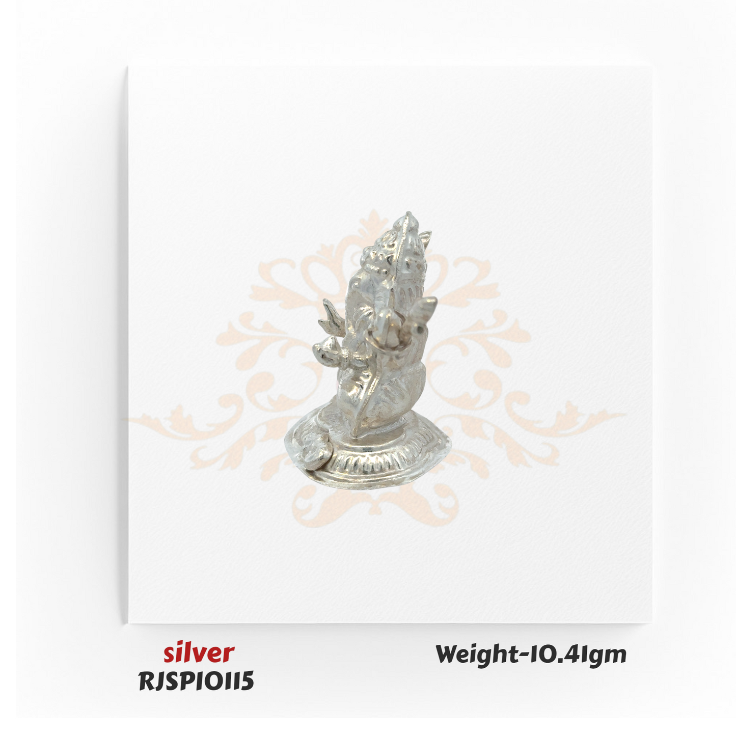 Silver Lord Ganesha statue RJSPI0115 for home mandir, spiritual decor, and auspicious religious ceremonies.