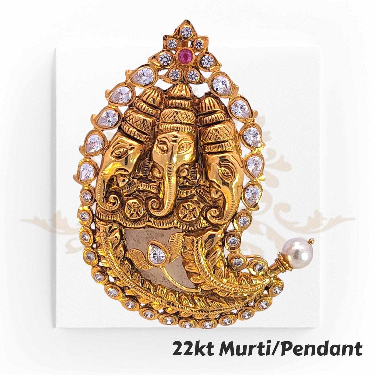 22kt Gold Murti RJM2012 | Paisley and Ganesh ji Gold Pendant | Regal Jewels