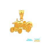 22kt gold pendant featuring a tractor, which is a symbol of Punjab. The pendant falls under the category of fancy pendants with the SKU (Stock Keeping Unit) RFP2033. It is made of yellow gold and weighs 7.8 grams. The dimensions of the pendant are 3.0 cm in length and 3.0 cm in width.