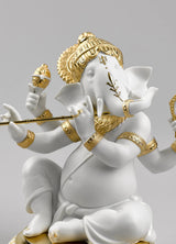 "Display Only Call for Availability and Price" Bansuri Ganesha Figurine. Golden Lustre