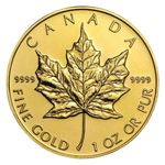 1 oz Canadian Gold Maple Leaf Coin (Random Year, .9999 Pure)