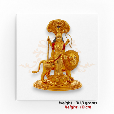 22kt Gold Maa Durga Idol – Lion & Divine Protection Design – 311.3 grams, 10 cm. Regal jewels