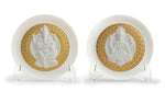 "Dispaly Only Call for Availability and Price" Goddes Lakshmi and Lord Ganesha Decorative Plates Set. Golden Lustre