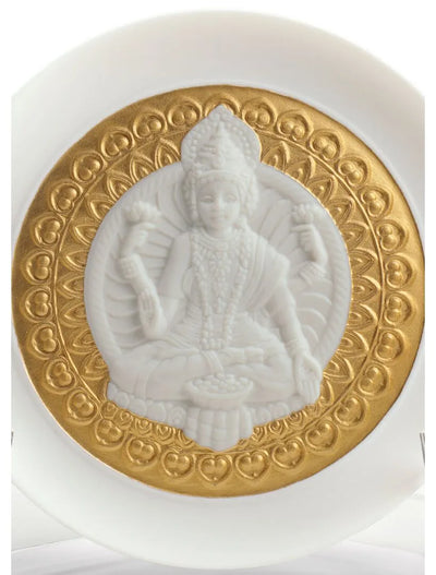 Goddess Lakshmi Decorative Plate. Golden Lustre