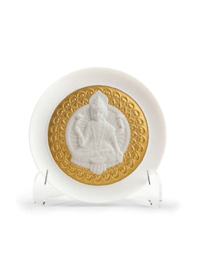 Goddess Lakshmi Decorative Plate. Golden Lustre