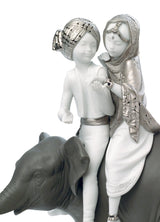 Hindu Children Figurine. Silver Lustre