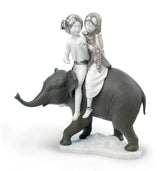 Hindu Children Figurine. Silver Lustre