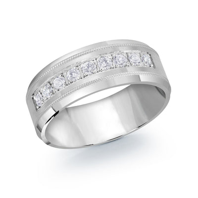 MALO Diamond Men’s Band – Classic Channel Set Row with Milgrain Edges(JMD-1095)-Regal Jewels